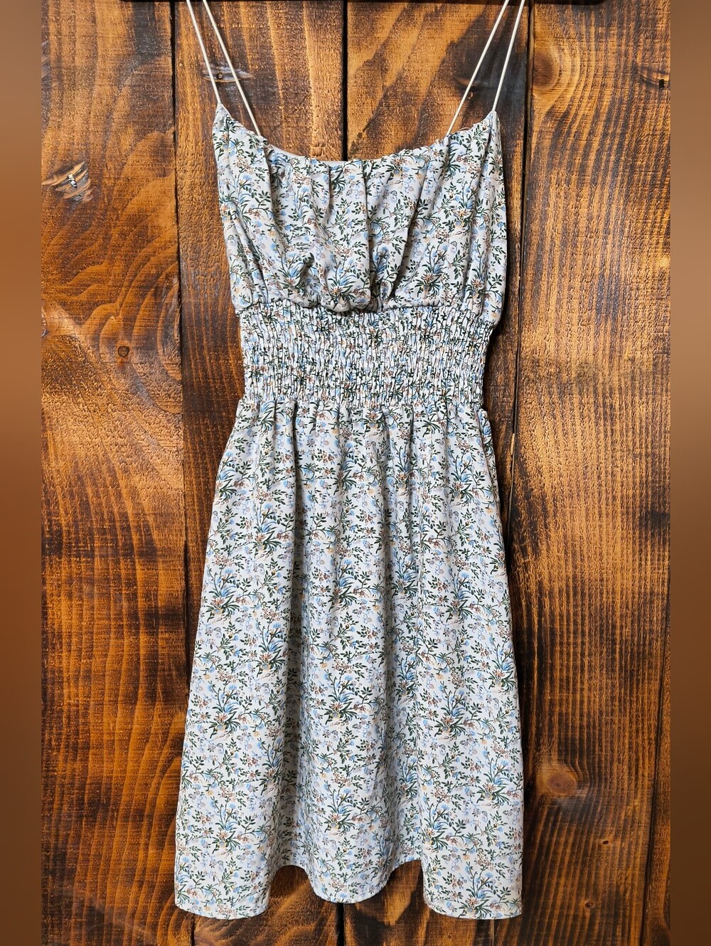Paradisem Floral Smocked Spaghetti Strap Midi Dress Women's Size M